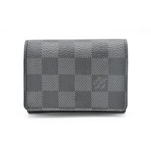 Authentic Louis Vuitton Envelope Business Card Holder in Damier Graphite Canvas